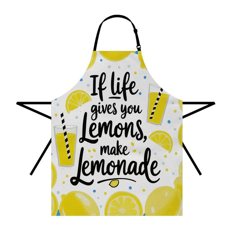 Moslion Motivational Quote Apron 31x27 Inch If Life Gives You Lemons Make Lemonade Kitchen Chef Waitress Cook Aprons Bib with Adjustable Neck for Women Men Girls Yellow White Black - Image 1